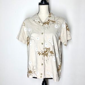 Columbia button up short sleeve size large tan